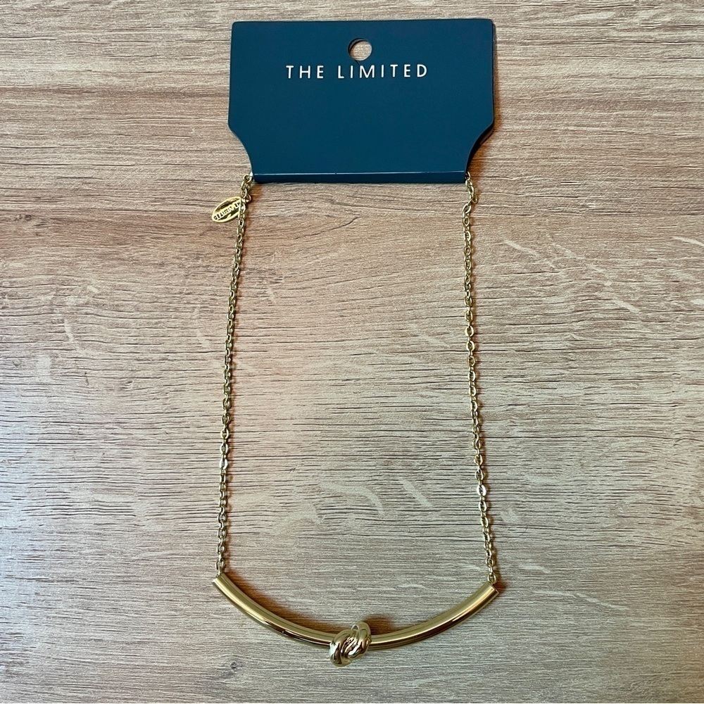 NWT The Limited Gold Bar Knot Necklace 14” - Picture 3 of 5